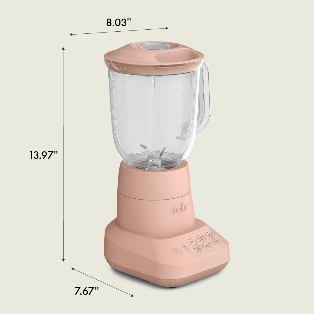 bella 10 Speed Countertop Blender, Juicer & Smoothie Maker, Fits-anywhere™ Kitchenware, Slim Flip & Store Design, Dishwasher Safe 48oz Capacity Pitcher & Lid, Stainless Steel Blade, 450 Watt, Oatmilk