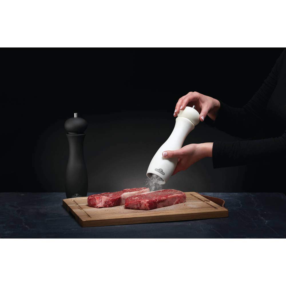 Napoleon Salt & Pepper Grinder Set - BBQ Grill Accessories, Two Piece Set, Matte Black Pepper Grinder, Matte White Salt Grinder, Soft Grip Surface, Ceramic Grinder Mechanism 10 inches tall