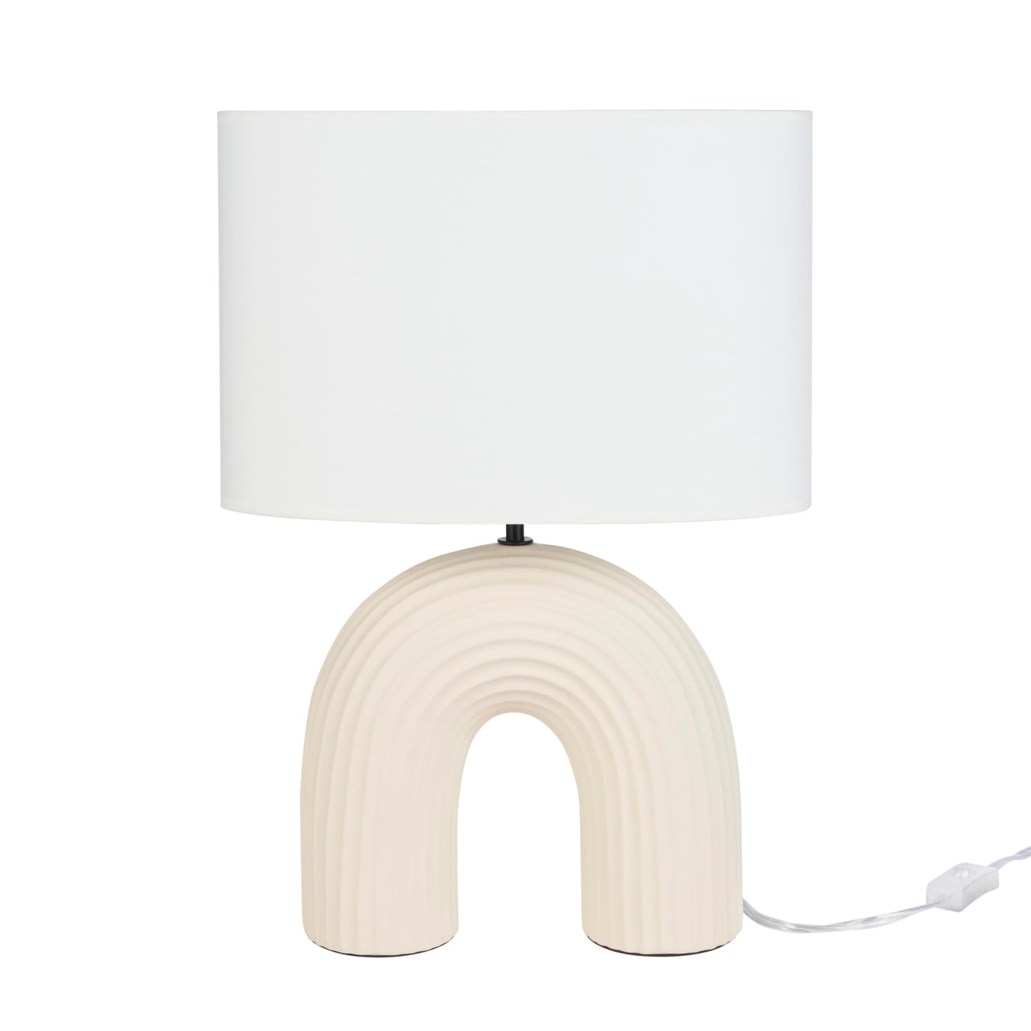 Nourison Home 21" Off White Textured Arch Table Lamp for Bedroom, Living Room, Console, Entryway