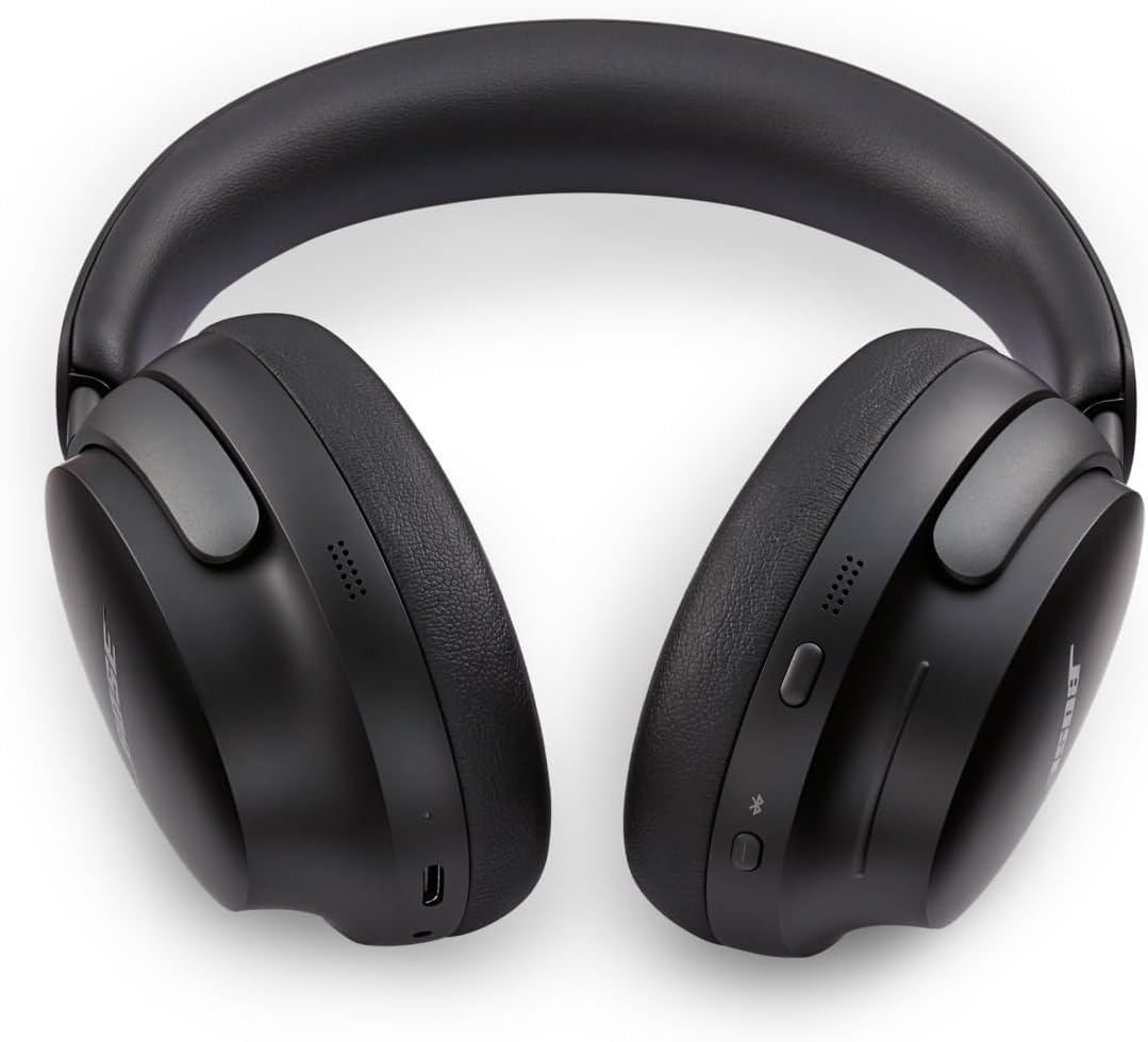 Bose QuietComfort Ultra Bluetooth Headphones, Wireless Headphones with Spatial Audio, Over Ear Noise Cancelling with Mic, Up to 24 Hours of Playtime, Black