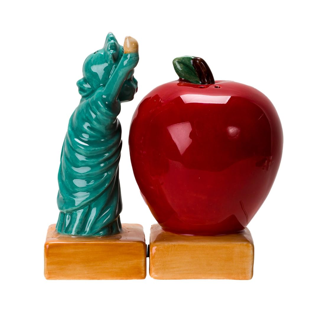 Pacific Giftware Empire State Apple and Liberty Ceramic Salt and Pepper Shakers