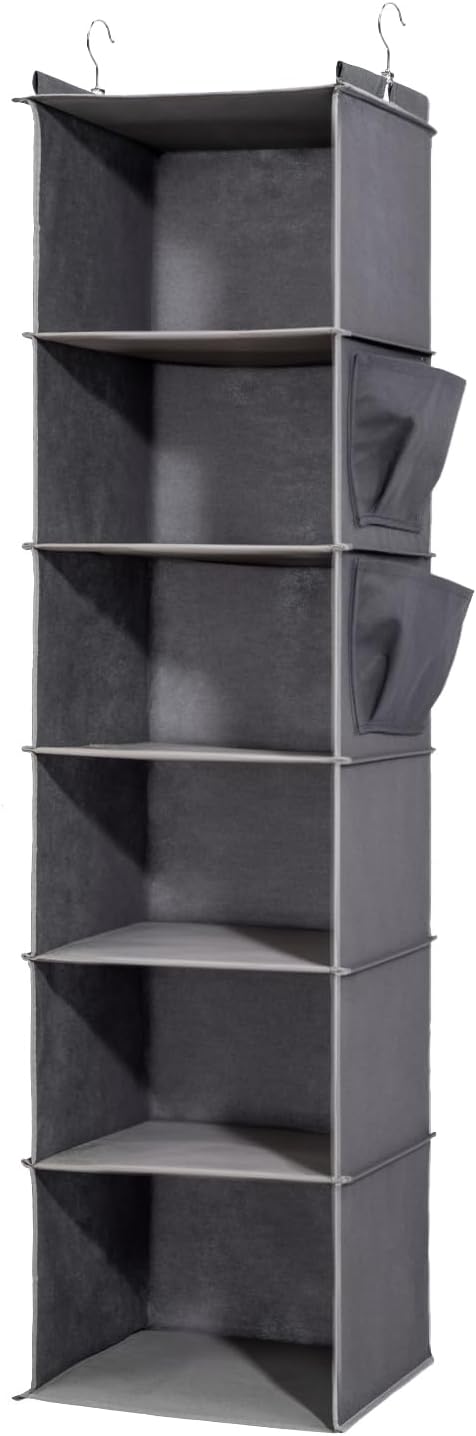 6-Shelf Hanging Closet Organizer and Storage, Collapsible Hanging Shelves