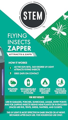 STEM Flying Insect Zapper, Indoor and Outdoor Electric Fly & Mosquito Trap, Includes Micro-USB Charging Cable and Brush for Cleaning