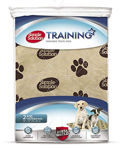 Simple Solution Washable Training and Travel Dog Pads, Re-usable Dog Pee Pad, Absorbent and Odour Controlling Medium - Pack of 2