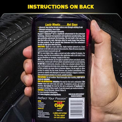 Meguiar's G7516 Endurance Tire Gel, Premium Tire Gel for a Lasting Glossy Shine - 16 Oz Bottle, PURPLE