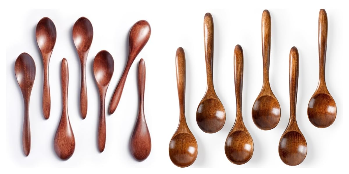Hefild 7 PCS 5.78 Inch Small Wooden Spoons and 6 PCS 6.7 Inch Small Wooden Spoons for Soup
