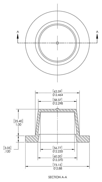 Caplugs WW-240 WW Series, Plastic Tapered Cap and Plug with Wide Thick Flange, LD-PE, Cap OD 2.235" Plug ID 2.464", Threaded and Non-Threaded Protection, Masking, Yellow, Pack of 20 (99394889)