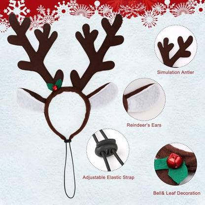 BWOGUE Dog Christmas Elk Reindeer Antlers Headbands Set Pet Christmas Costume Accessories Headwear for Medium Large Dogs
