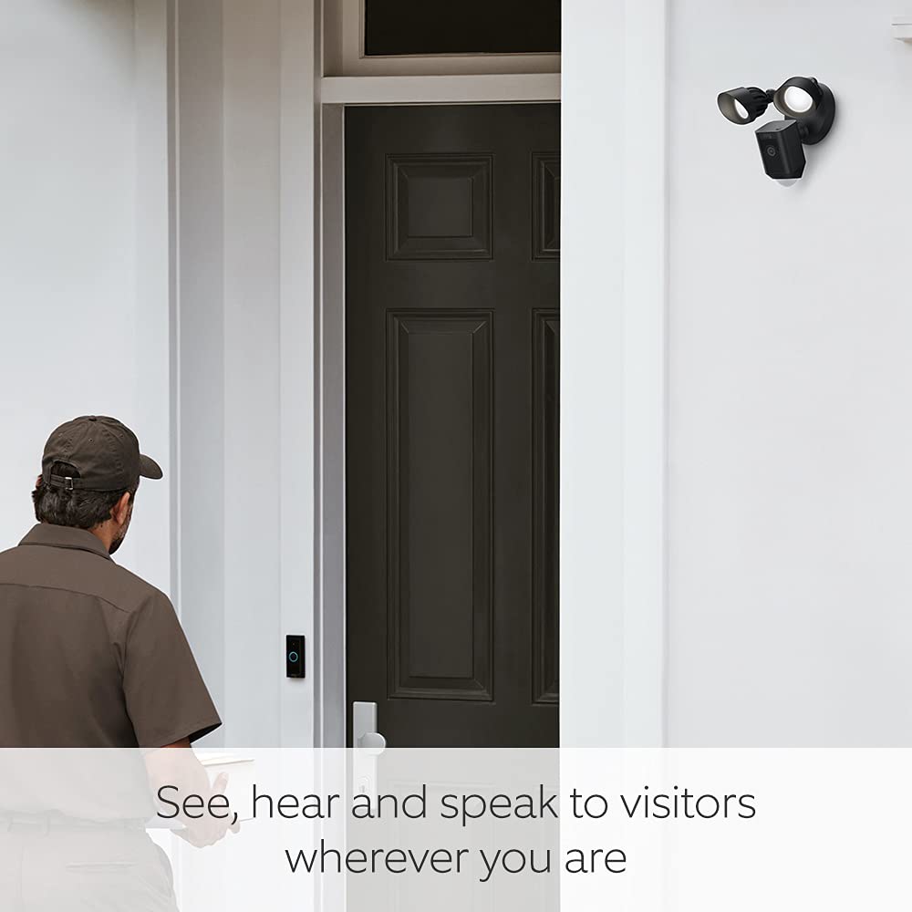 Ring Floodlight Cam Wired Plus | Outdoor Security Camera 1080p HD Video, LED Floodlights, Siren, Wifi, Hardwired | alternative to CCTV system | 30-day free trial of Ring Home | Black
