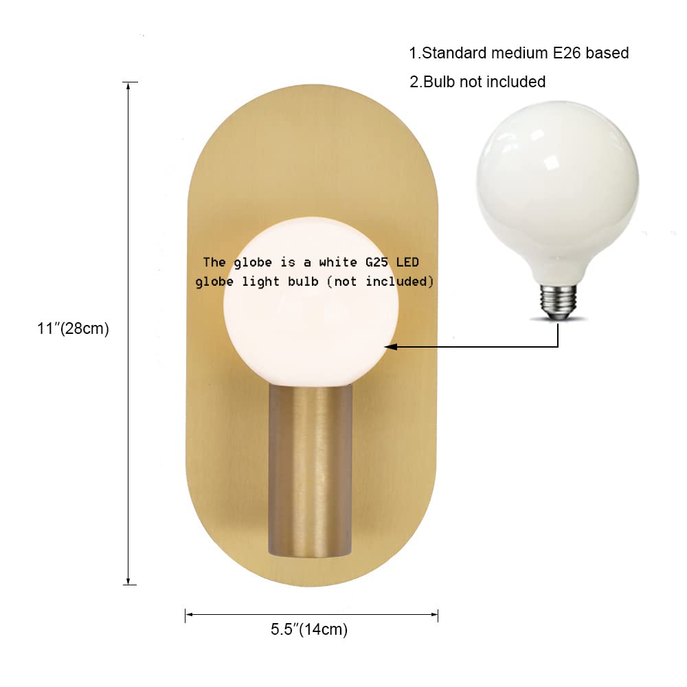YEEZEMA Modern Wall Sconce Set of 2, Mid Century Sconces Wall Light, Brushed Gold Wall Lighting Fixtures, Oval Stylish Wall Mount Lamp Decor for Bathroom Mirror Vanity, Living Room, Bedroom, Hallway