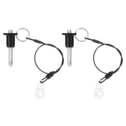 uxcell 2 Pcs Quick Release Pin, 1/4" x 1"(Dia. x L) Ball Locking Pin with Push Button 304 Stainless Steel Ring Handle Locking Pin with Wire for Audio Bimini Top Marine, Silver