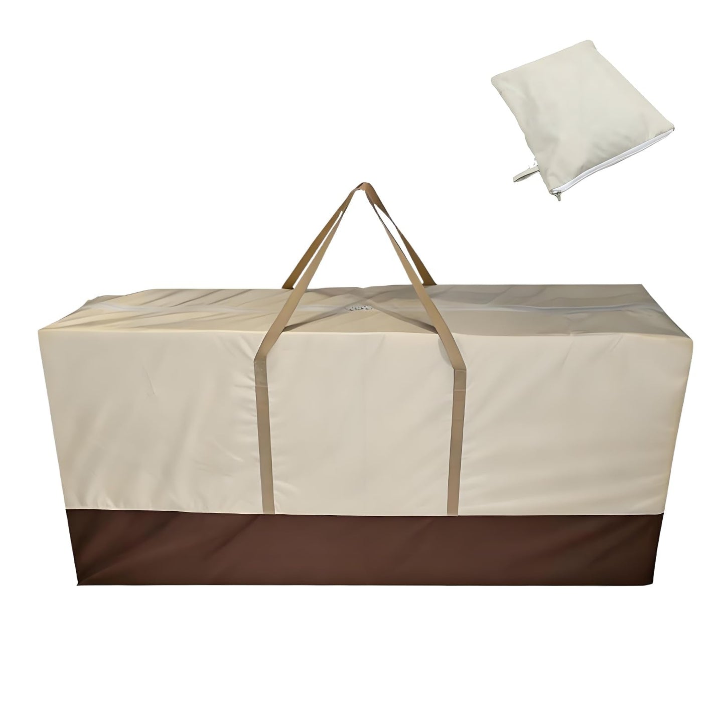 68" Extra Large Waterproof Outdoor Cushion Storage Bag – Heavy Duty Patio Furniture Cover with Zipper,Handles for Pool Decor,Christmas Tree Storage & Moving (173x76x51cm) (Beige And Brown)