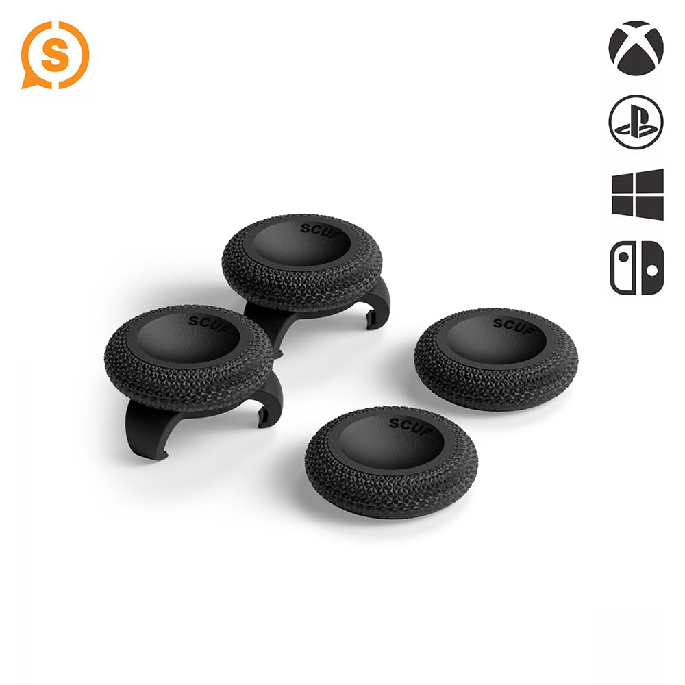 SCUF Control Thumbstick Grips - 4 Pack with 2 Bases - Catalyst - Joystick Thumb Grips For Xbox One and Xbox Series X & S, PS4, PS5, Nintendo Switch Pro Controller - Black