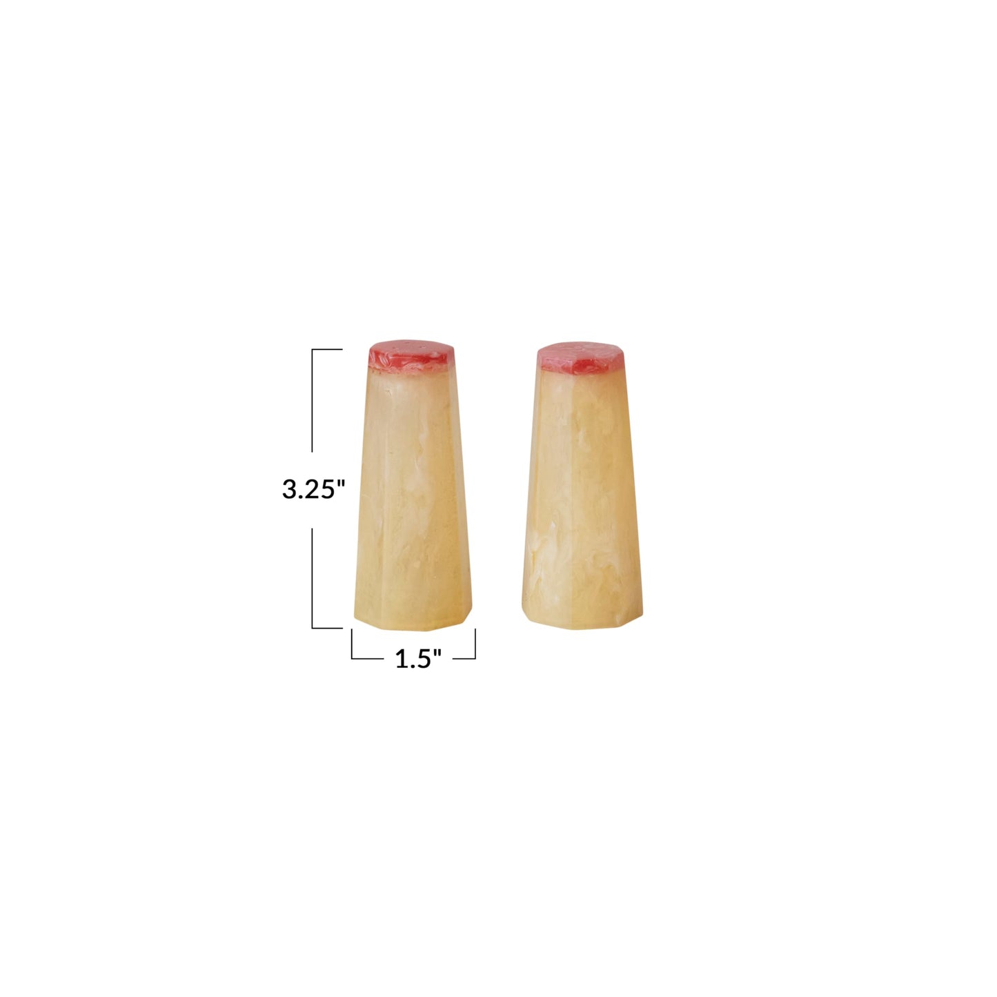 Creative Co-Op 2-Tone Resin Salt and Pepper Shakers, Marbled Orange and Pink, Set of 2