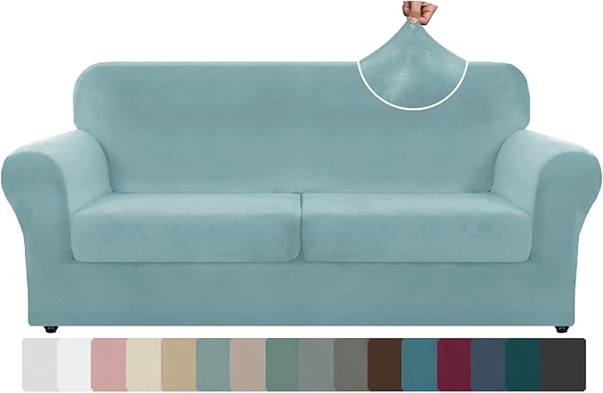 ZNSAYOTX Oversized Velvet 3 Piece Couch Cover