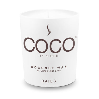 COCO by Stone 11oz Candle, Coconut Apricot Wax Candle for Home (Baies) Home Fragrance Products, 1 Wick Candle, Enhance Indoor Aroma, Vegan & Cruelty-Free, Clean Burning and Hand Poured Candle