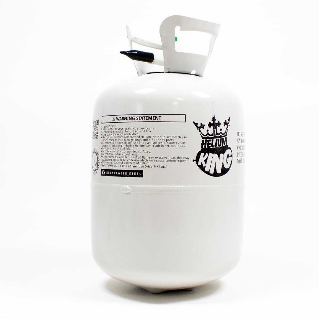 Helium King Disposable Helium Gas Canister - Fills 50 x 9 Inch Latex Balloons or 18 Foil Balloons - Helium Balloon Gas UK Filled Helium Cylinder for Parties