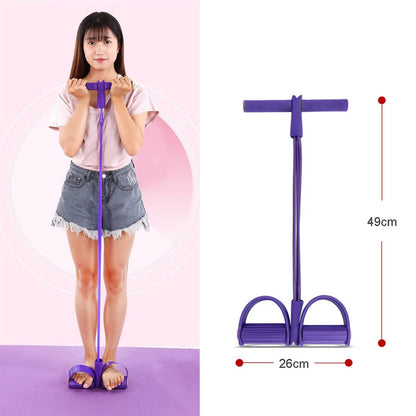 DZOZO Multifunction Resistance Training 4 Tube Pedal Resistance Band Home Gym Equipment Ankle Puller Tension Rope Sit-up Bodybuilding Expander Workout Band for Women/Men
