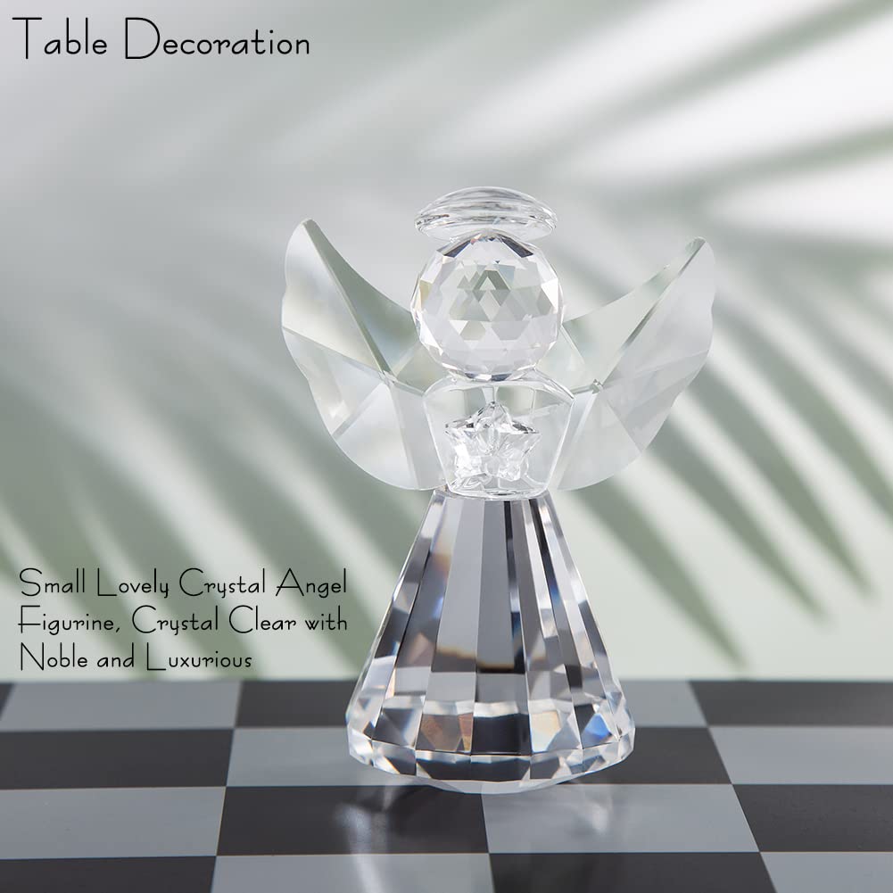 ZRENJHUS Crystal Angel Figurine Collection Pretty Glass Ornament Cute Statue Home Decor Table Animal Collectible Gift on Desk
