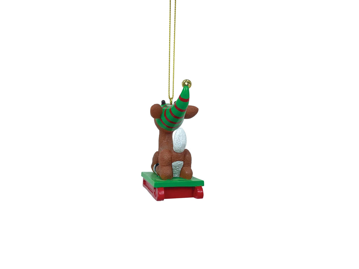Department 56 Rudolph The Red-Nosed Reindeer Riding a Sled Hanging Ornament, 2.95 Inch, Multicolor