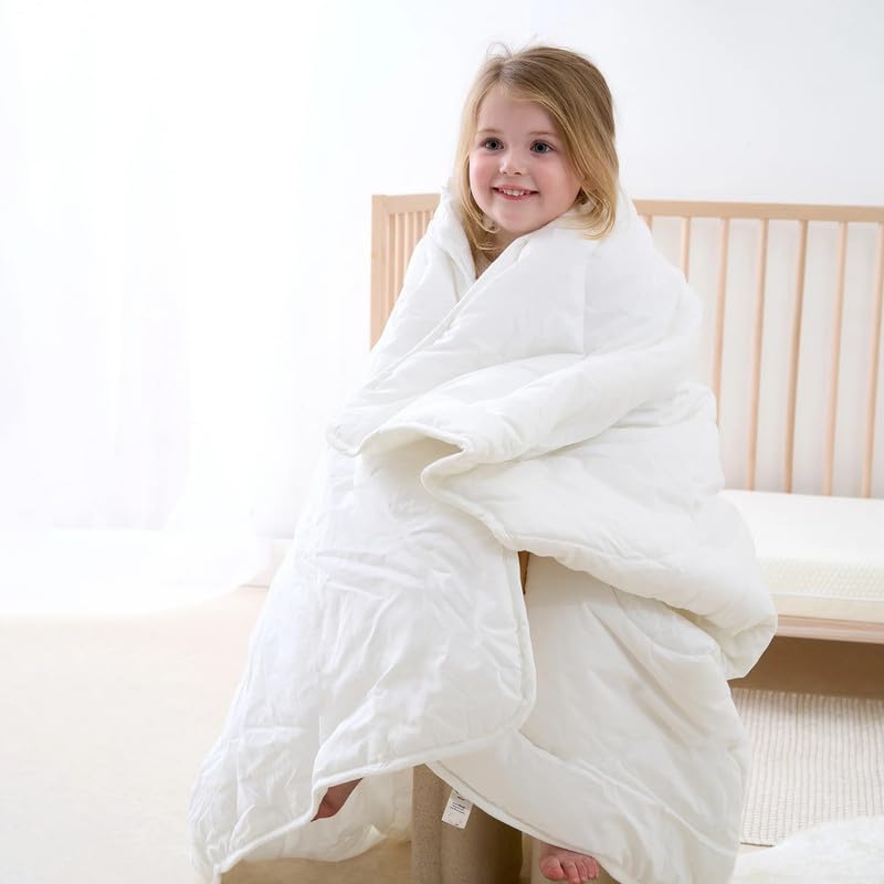 Adam Home 4.5 Tog Toddler Duvet and Pillow Set 100% Microfibre Anti-Allergy Lightweight Cot Bed (Duvet 120x150 cm) & (Pillow 40x60 cm) Hypoallergenic and Machine Washable Cot