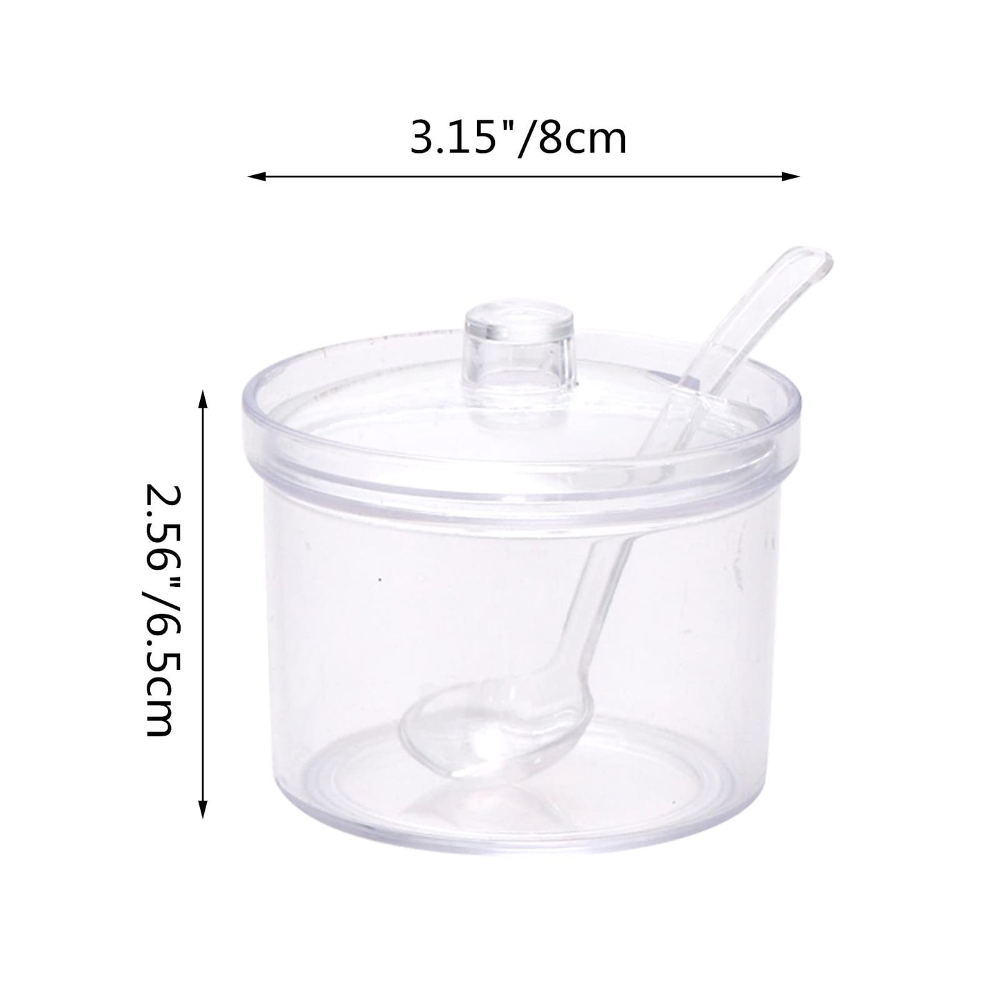 Set of 4 Clear Acrylic Sugar Bowl with Lid Salt Spoon Storage Sugar Jar with Lid for Sugar, Salt, Tea, Spices, Herbs, Condiments