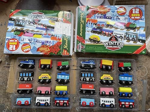JOYIN 2025 Christmas Countdown Advent Calendar with 12 PCS Wooden Train Cars Magnetic Train Sets,12 Days Cars Advent Calendar for Boys Kids, Christmas Party Favor, Classroom Prizes Xmas Gift