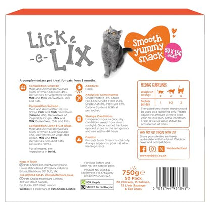 Webbox Lick-e-Lix Cat Treats Variety Mega Pack - Kitten Friendly, Grain Free, No Artificial Preservatives or Colours (50 Pack)