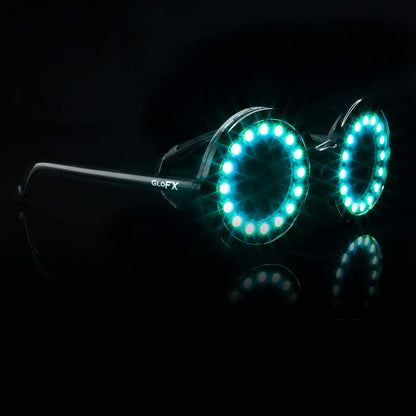 GloFX Programmable LED Glasses - 350 Full Color Modes - USB Rechargeable Light Up Glasses for Edm Music Festival Rave Party Dance Performance Cosplay Costume