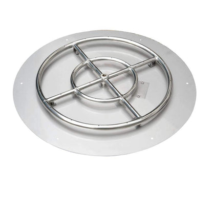 Stanbroil Stainless Steel 30" Round Flat Fire Pit Pan w/24 Fire Burner Ring Installed, BTU 296,000 Max