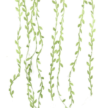 Hecaty 66 ft Leaf Ribbon, Artificial Eucalyptus Garland Rattan Leaf String, Decorative Jungle Wild Plant Green, Suitable for Baby Shower Home Wedding Party Balloon Garland Wreaths DIY Christmas Craft