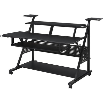 Acme Furniture Metal and Wooden Music Desk with Wheels, Black