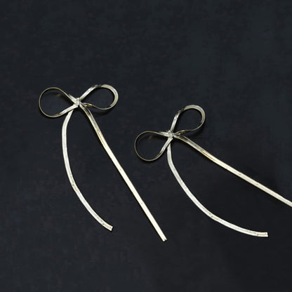 LOKLIFFAI Bow Drop Dangle Earrings for Women, Long Tassel Chain Earrings Wedding Statement Earrings