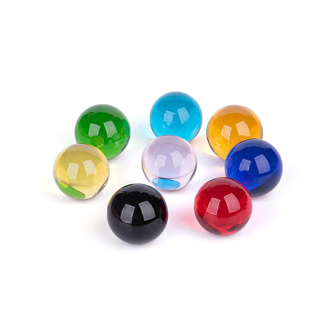 LONGWIN 8pcs Multicolor 40mm(1.6inch) Crystal Solid Ball Glass Sphere Gemstones Vase Fillers Fish Tank Decorations