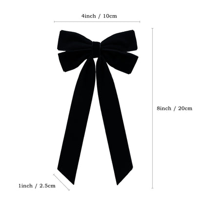 Aoyom 25Pcs Black Velvet Bows for Christmas Tree, 4 x 8 inch Xmas Ornaments with Pre-Made Twist Ties & Self-Adhesive, for Tree Cabinet Front Door Wreath Holiday Home Decor