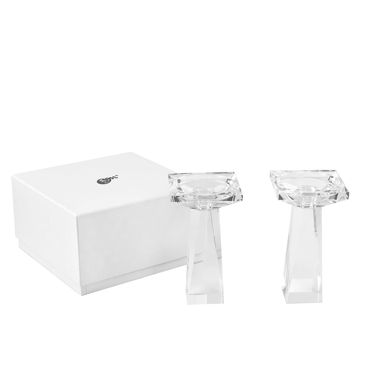Kitcom Crystal Taper/Pillar Candle Holders Set of 2, 6.3 Inches Height, Table Centerpieces for Home Decor Wedding, Clear