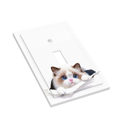 Decorative Ragdoll Cat Outlet Covers Fun Light Switch Plate 1 Gang Single Toggle Electrical Receptacle Switchplates for Bedroom Bathroom Kitchen