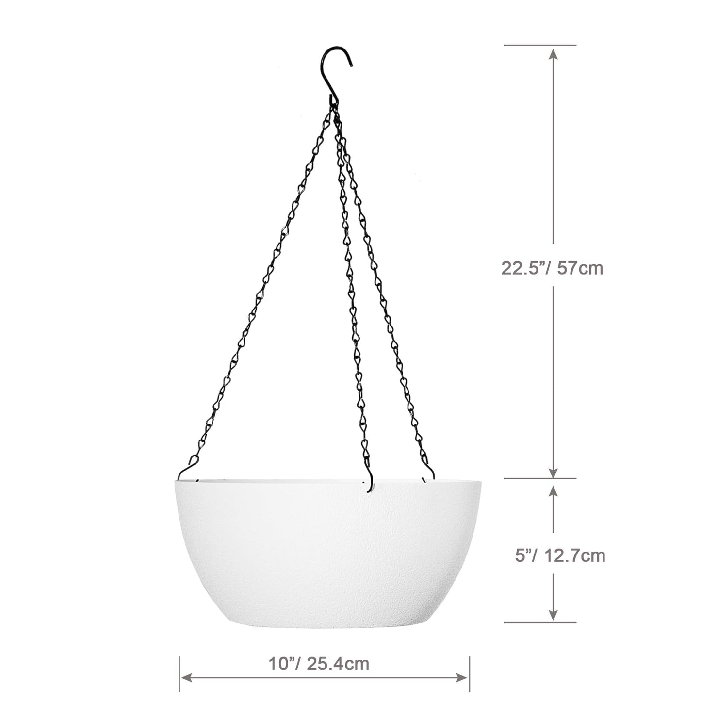 WSMKSZ 10 inch Hanging Planters for Outdoor Indoor Plants with Drainage Holes and Chain, 2 Pack Round Hanging Flower Plant Pots for Garden Home Porch Decor, White