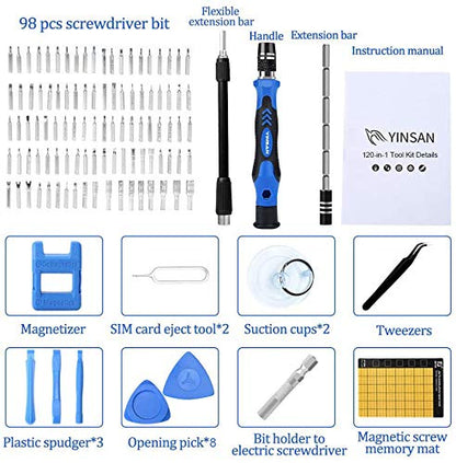 YINSAN Precision Screwdrivers Set, Mini Magnetic Electronics Repair Tool Kit for iPhone iPad Laptop PC Computer MacBook Tablet Phone Watch Glasses Gaming Console Controller Ring Doorbell Drone Camera