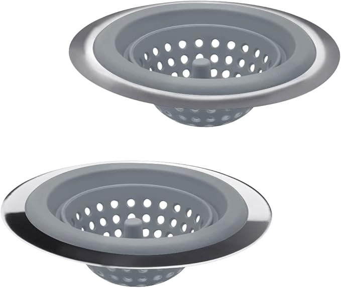 Kitchen Set of 2 Sink Strainers, Flexible Silicone Good Grip Kitchen Sink