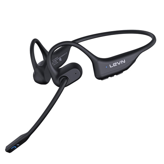 LEVN Open Ear Headphones with Mic, 29g Bluetooth Headset with Microphone, Bluetooth Headphones with Noise Cancelling Mic, Waterproof Non-slip Wireless Headset with Mic for Work, Workout, Driving, Call