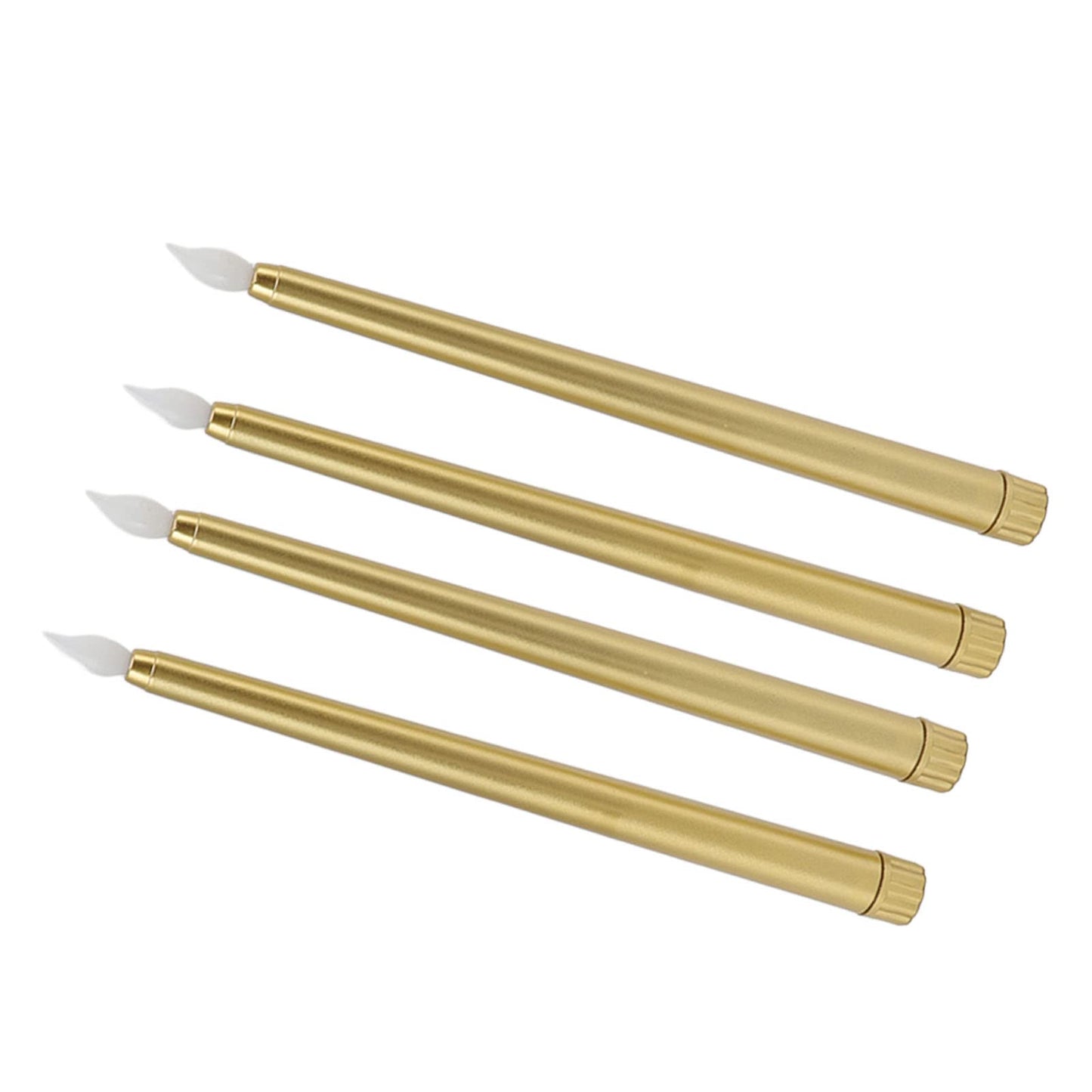 4Pcs Flameless Taper Candles Electric LED Taper Candle Halloween Christmas Holiday Decor Candles (Gold)