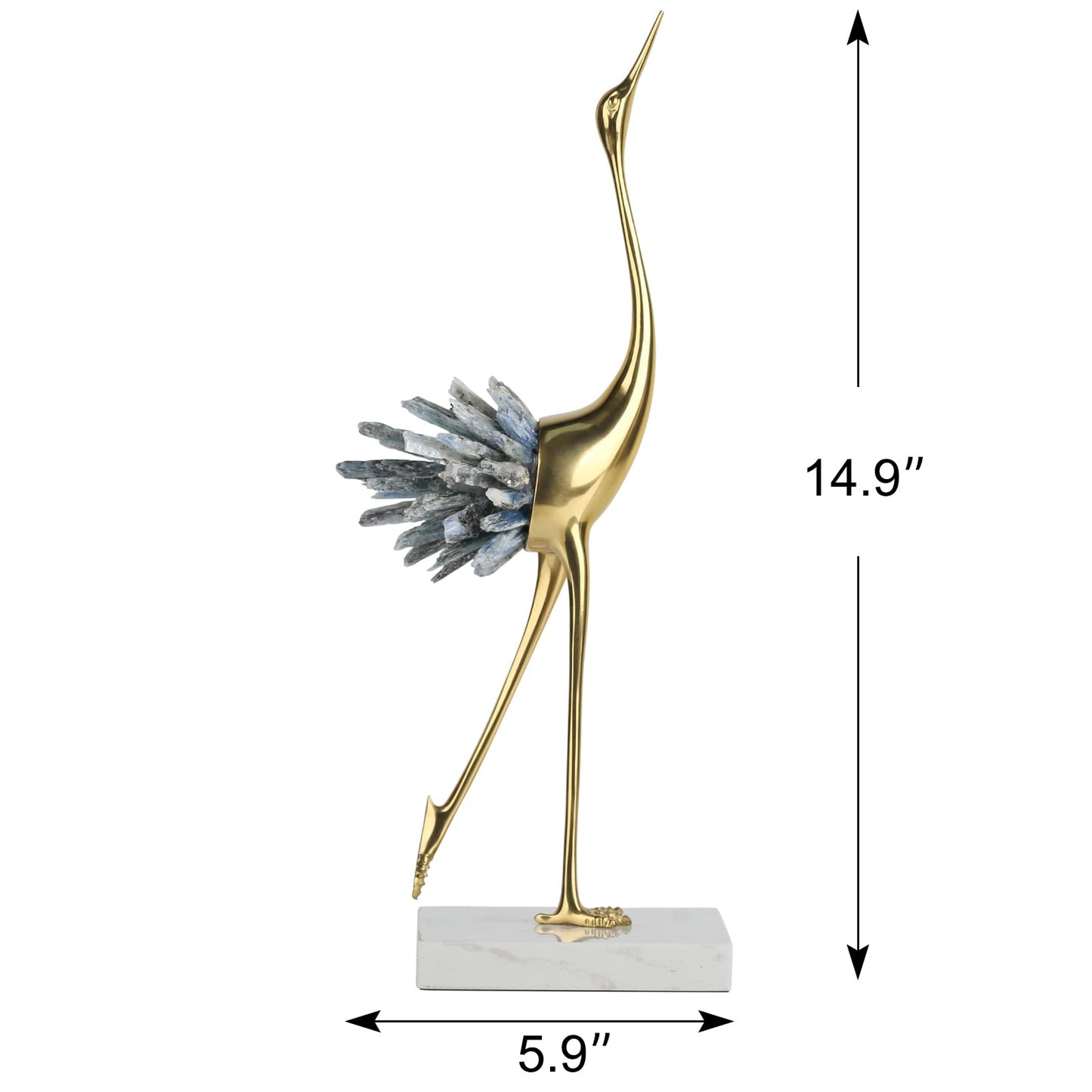 Suruim Gold Decor Accents, Brass Birds Statues - Modern Crystal Ornaments for Living Room, Bedroom, Office Desktop, Cabinets (Blue A)