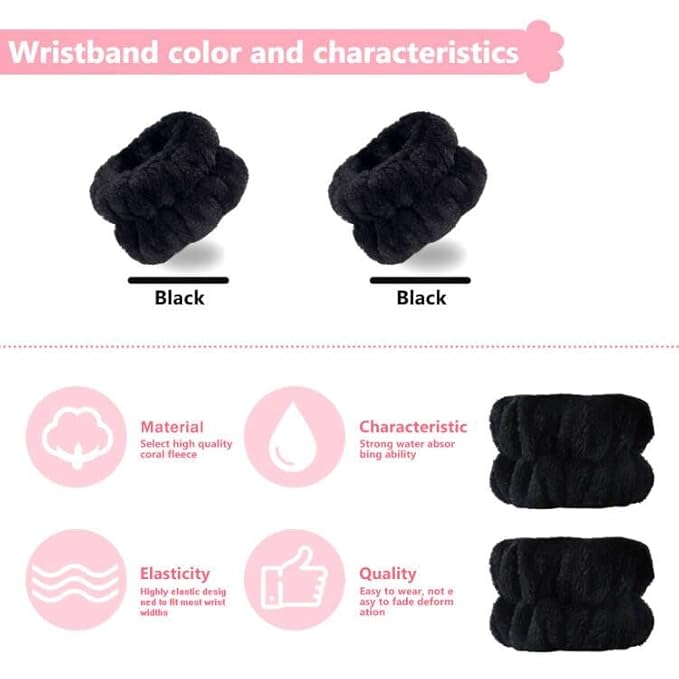 2pcs Wrist Bands for Washing Face, Microfiber Face Washing Wristbands, Arm