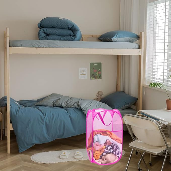 Pop Up Laundry Hamper, Portable Mesh Laundry Basket, Collapsible Clothes