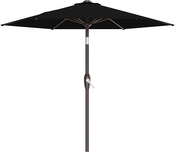 AreShark 7.5FT Patio Umbrella Table Market Umbrella with 6 Sturdy Ribs, Button Tilt/Crank, Heavy-Duty Outdoor Umbrellas for Pool, Deck, Garden and Backyard, Black