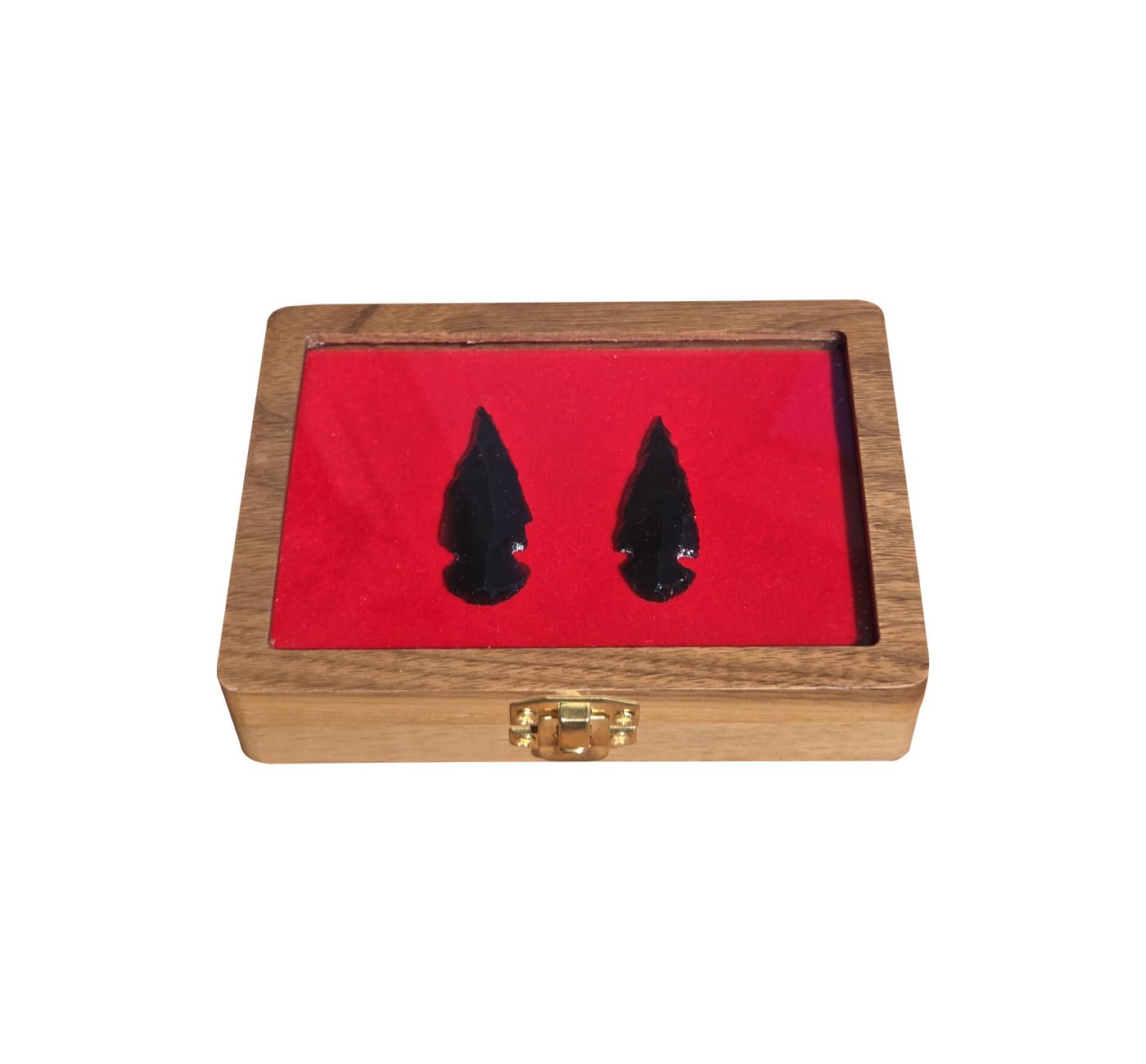 Arrowhead Display Case Arrowhead Shadow Box Handmade Small Wood Box Native American Arrowhead Display Box for Collectibles Military Coins Project Spear Crystal Stone (Medium)