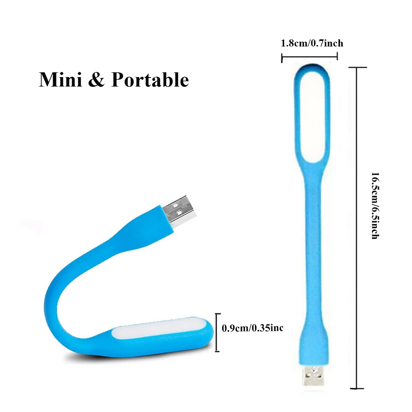 Mini Flexible Light, Portable USB Led Reading Night Lamp for PC Laptop Computer Notebook Power Bank - 2 Pack (Black)