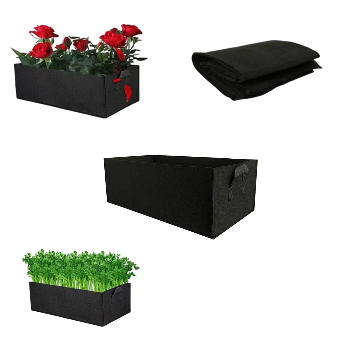 Fabric Raised Garden Bed with Dividers,Large Garden Grow Bags Rectangle Breathable Planting Containers,Suitable for Growing Flowers and Vegetables (Black 19.69 * 11.80 * 7.87 inches)