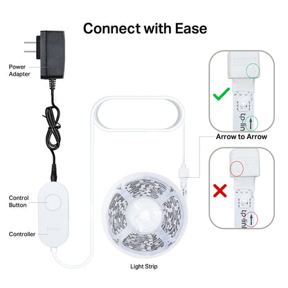 Kasa Smart LED Light Strip, 16.4ft WiFi LED Strip Works with Alexa, Google Home, SmartThings, High Brightness with 16 Million Colors, RGB, Grouping, Adjustable Length, Up to 25,000 Hours (KL400L5)